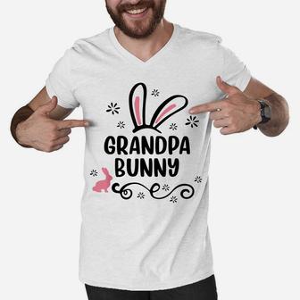 Grandpa Bunny Funny Matching Easter Bunny Egg Hunting Men V-Neck Tshirt | Crazezy AU