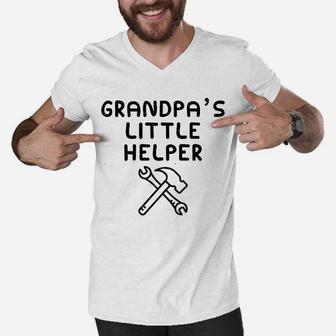 Grandpas Little Helper I Love My Grandfather He Is My Bbf Men V-Neck Tshirt | Crazezy CA