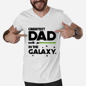 Greatest Dad In The Galaxy Funny Sci Fi Movie Father Men V-Neck Tshirt | Crazezy UK