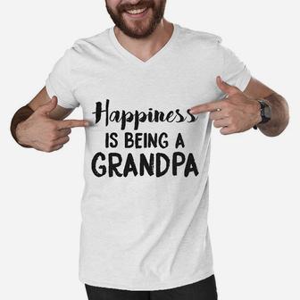 Happiness Is Being A Grandpa Men V-Neck Tshirt | Crazezy