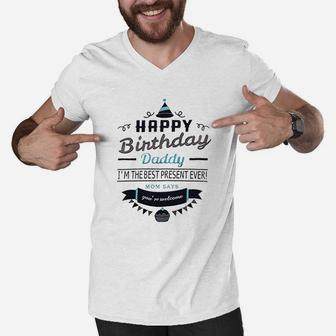 Happy Birthday Daddy Men V-Neck Tshirt | Crazezy