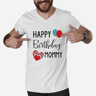 Happy Birthday Daddy Mommy Men V-Neck Tshirt | Crazezy