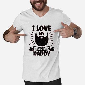 I Love My Bearded Daddy Men V-Neck Tshirt | Crazezy UK