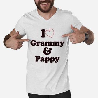 I Love My Grammy And Pappy Grandparents Men V-Neck Tshirt | Crazezy UK