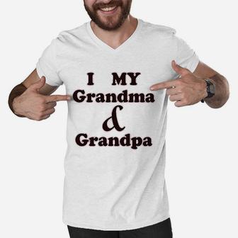 I Love My Grandma And Grandpa Grandparents Men V-Neck Tshirt | Crazezy DE