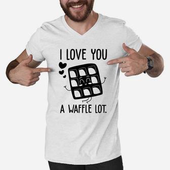 I Love You A Waffle Lot Black Valentine Day Gift Happy Valentines Day Men V-Neck Tshirt - Seseable