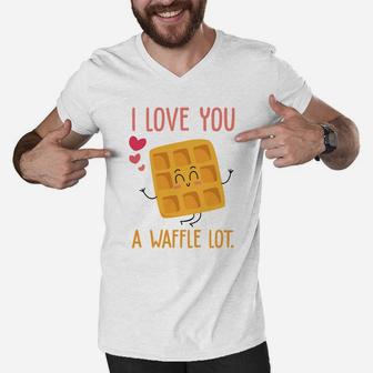 I Love You A Waffle Lot Valentine Day Gift Happy Valentines Day Men V-Neck Tshirt - Seseable