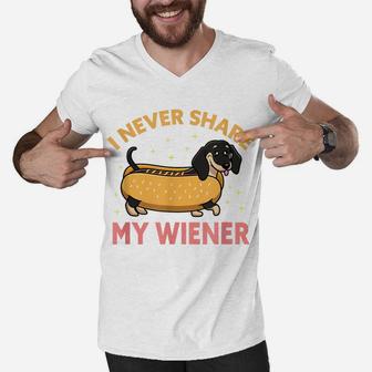 I Never Share My Weenie Mom Doxie Dad Dog Dachshund Lovers Men V-Neck Tshirt | Crazezy UK