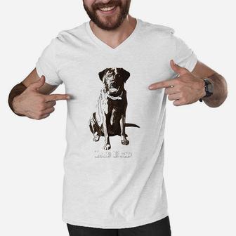 Lab Dad Chocolate Dog Lover Men V-Neck Tshirt | Crazezy DE