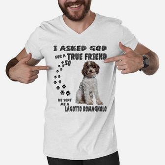 Lagotto Romagnolo Saying Mom Dad Print, Italian Water Dog Men V-Neck Tshirt | Crazezy AU