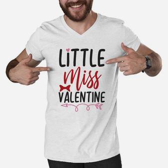 Little Miss Valentine Happy Valentines Day Men V-Neck Tshirt - Seseable