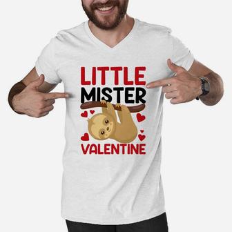 Little Mister Valentine Day T Gift For Valentine Day Happy Valentines Day Men V-Neck Tshirt - Seseable