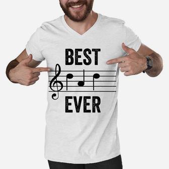 Mens Best Dad Ever Music Notes Tshirt Funny Fathers Day Gift Men V-Neck Tshirt | Crazezy