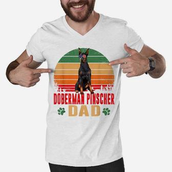 Mens Best Doberman Dad Father's Day Shirt Dog Lover Owner Men V-Neck Tshirt | Crazezy CA