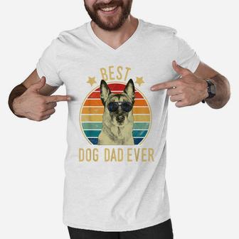 Mens Best Dog Dad Ever Belgian Malinois Father's Day Gift Men V-Neck Tshirt | Crazezy