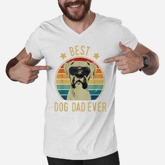 Mens Best Dog Dad Ever Boxer Father's Day Gift Men V-Neck Tshirt | Crazezy