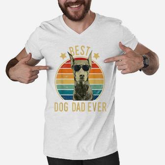 Mens Best Dog Dad Ever Doberman Pinscher Father's Day Gift Men V-Neck Tshirt | Crazezy