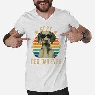Mens Best Dog Dad Ever Vizsla Father's Day Gift Men V-Neck Tshirt | Crazezy
