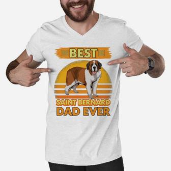 Mens Boys Best Saint Bernard Dad Ever Dog Owner St Bernards Men V-Neck Tshirt | Crazezy