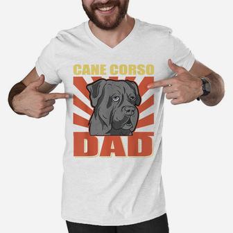 Mens Cane Corso Dad | Dog Owner Cane Corso Men V-Neck Tshirt | Crazezy CA