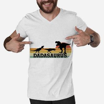 Mens Fun Dadasaurus T-Rex Dinosaurs For Dad - Father's Day Men V-Neck Tshirt | Crazezy AU