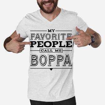 Mens Grandpa Gift My Favorite People Call Me Boppa T-Shirt 2 Me Men V-Neck Tshirt | Crazezy