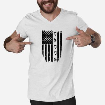 Mens Grandpa Gift Pappa American Flag Shirts Men Men V-Neck Tshirt - Thegiftio UK