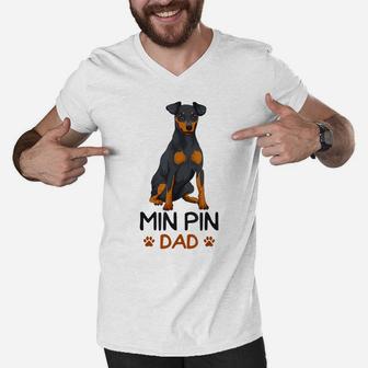 Mens Min Pin Dad Miniature Pinscher Dog Father Father´S Day Men Men V-Neck Tshirt | Crazezy DE