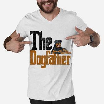 Mens Rottweiler Dog Dad Dogfather Dogs Daddy Father Rottie Men V-Neck Tshirt | Crazezy DE