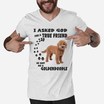 Mini Goldendoodle Quote Mom, Doodle Dad Art Cute Groodle Dog Men V-Neck Tshirt | Crazezy