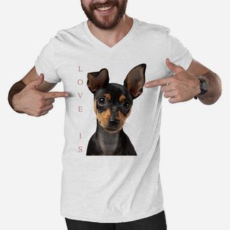 Miniature Pinscher Shirt Dog Mom Dad Tshirt Love Puppy Pet Sweatshirt Men V-Neck Tshirt | Crazezy AU