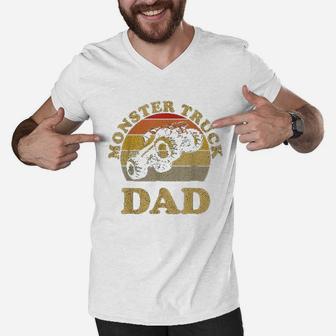 Monster Truck Dad Retro Vintage Monster Truck Men V-Neck Tshirt | Crazezy