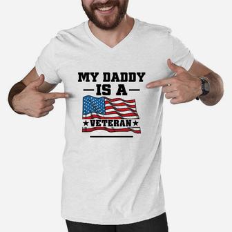 My Daddy Is A Veteran Men V-Neck Tshirt | Crazezy UK