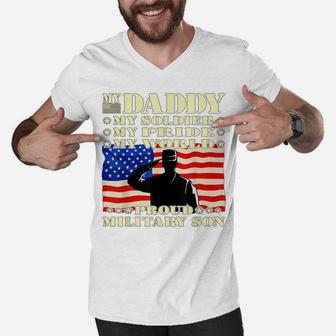 My Daddy My Soldier Hero Proud Military Son Army Child Gift Men V-Neck Tshirt | Crazezy CA