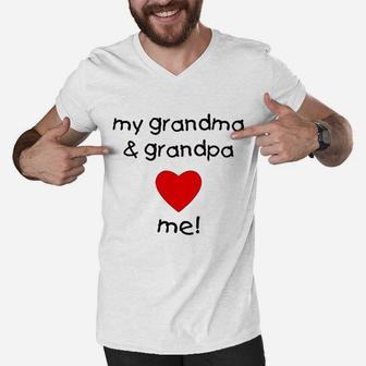My Grandma And Grandpa Love Me Men V-Neck Tshirt | Crazezy DE