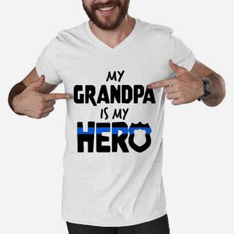 My Grandpa Is My Hero Police Officer Men V-Neck Tshirt | Crazezy CA