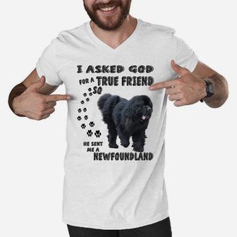 Newfoundland Saying Mom, Newf Dad Costume, Cute Newfie Dog Men V-Neck Tshirt | Crazezy CA