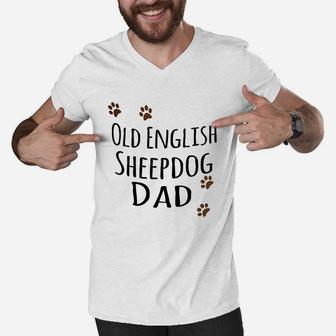 Old English Sheepdog Dad Men V-Neck Tshirt | Crazezy CA