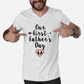 Our First Fathers Day Men V-Neck Tshirt | Crazezy