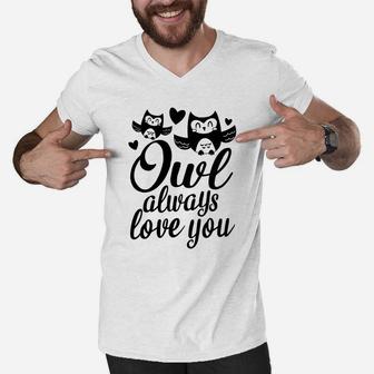 Owl Always Love You Valentine Day Gift Happy Valentines Day Men V-Neck Tshirt - Seseable