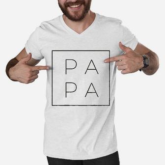 Papa Fathers Day Men V-Neck Tshirt | Crazezy