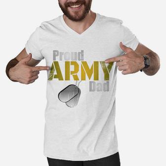 Proud Army Dad Shirt Parent US Army Military Family Gift Men V-Neck Tshirt | Crazezy