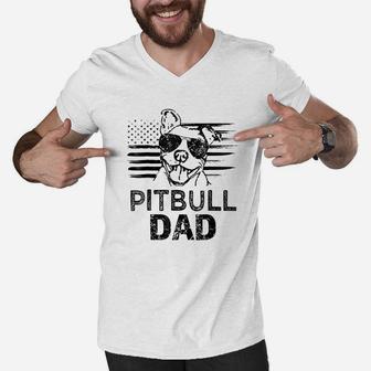 Proud Pitbull Dad Men V-Neck Tshirt | Crazezy