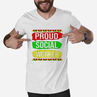 Proud Social Worker Black History Month Pride African Gifts Men V-Neck Tshirt - Seseable