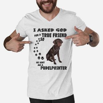 Pudelpointer Saying Mom Dad Costume, Pointing Hunting Dog Men V-Neck Tshirt | Crazezy AU