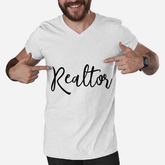 Real Estate Agent Gift Realtor Job Title Gift Men V-Neck Tshirt - Seseable
