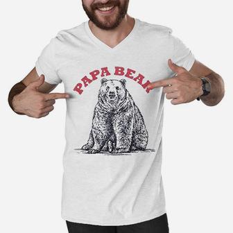 Retreez Funny Papa Bear For Dads Graphic Printed Men V-Neck Tshirt | Crazezy AU