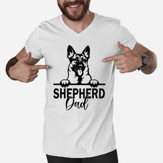 Retro German Shepherd Dad Gift Dog Owner Pet Shepard Father Men V-Neck Tshirt | Crazezy UK
