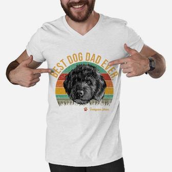 Vintage Best Portuguese Water Dad Ever Gift For Dog Lover Men V-Neck Tshirt | Crazezy DE