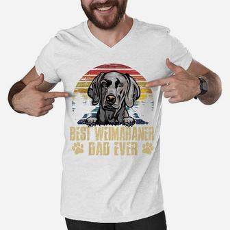 Vintage Best Weimaraner Dad Ever Funny Dog Dad Men V-Neck Tshirt | Crazezy